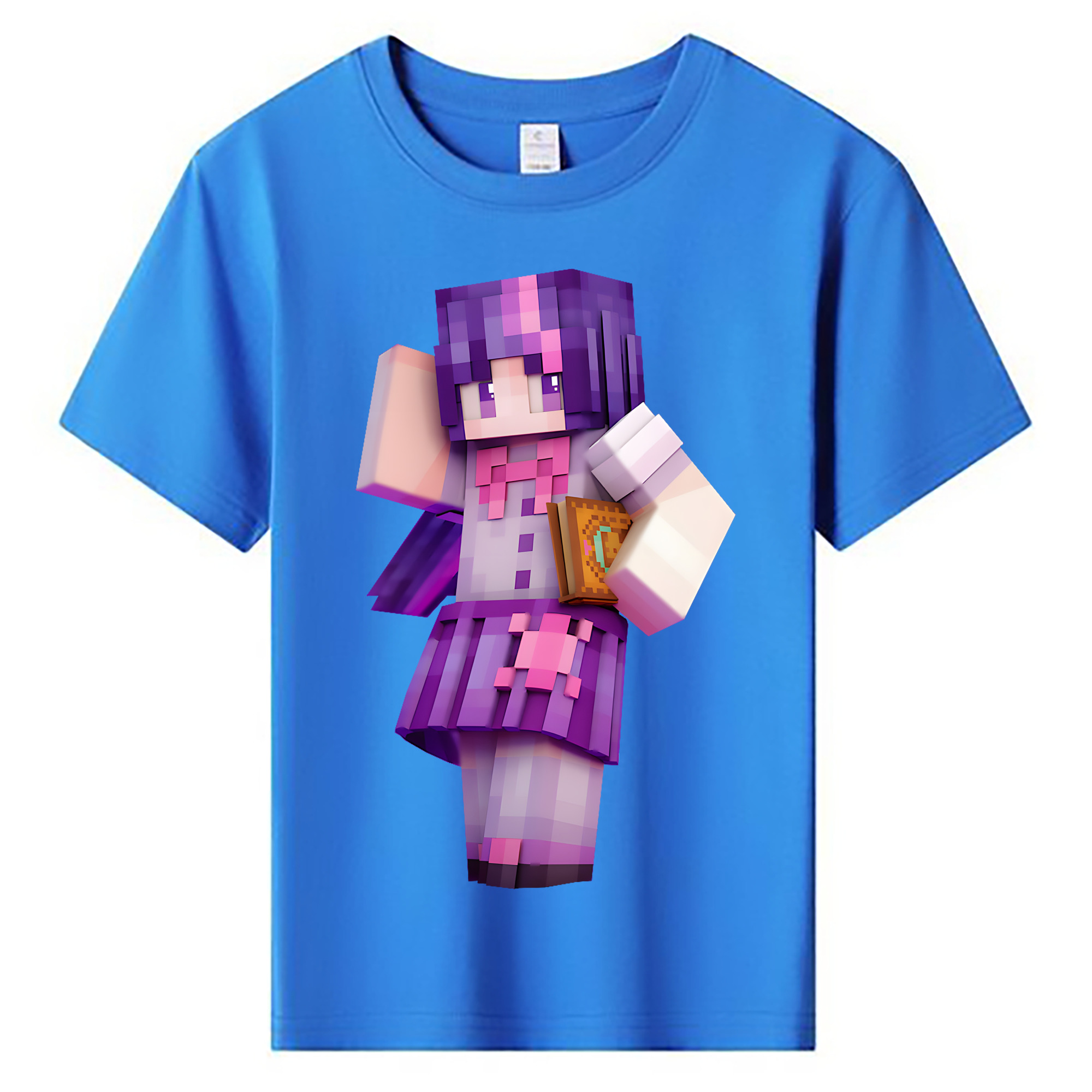 （画像用） マインクラフト ブロックの世界 Minecraft MC Block world 綿100％キッズTシャツ（フロントプリント）